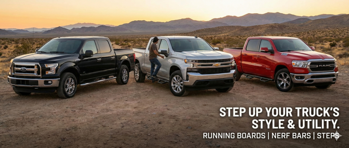 running boards, nerf bars and steps available at Team Nutz with installation