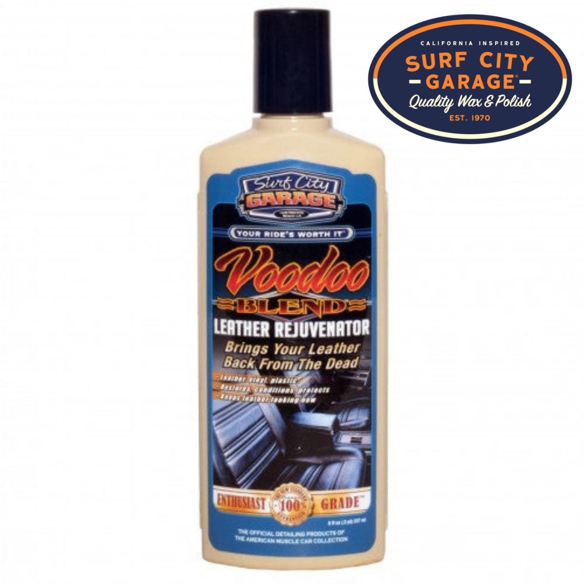 Restore your vehicle’s interior with Surf City’s Voodoo Blend Leather Rejuvenator.