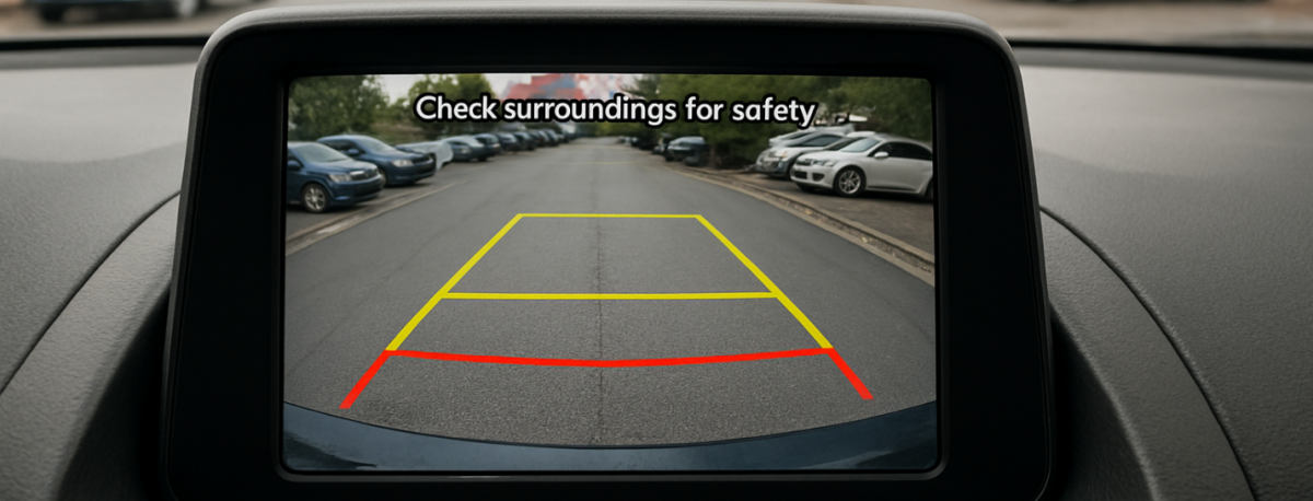 Backup camera on the dash of a vehicle installed by Team Nutz in Pittsburgh